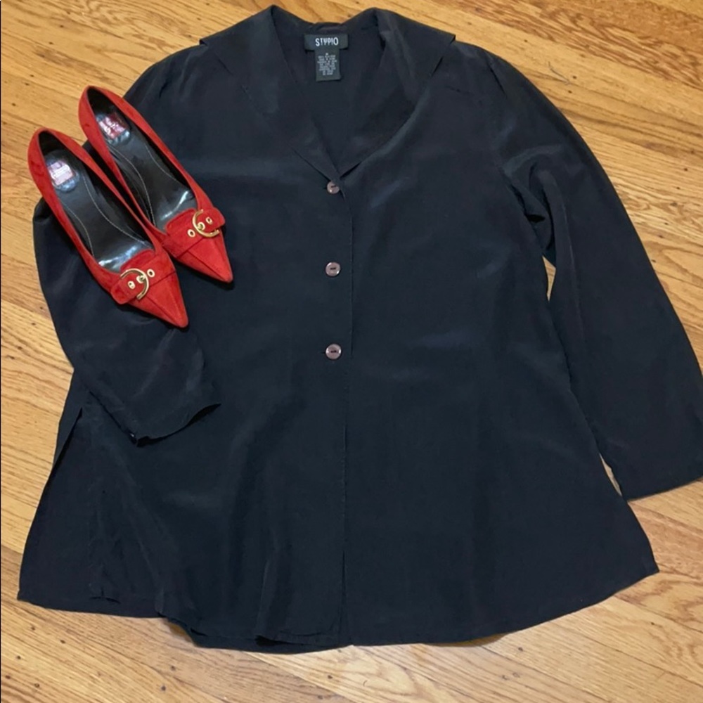 Studio 3000 Black Silk Blouse M
